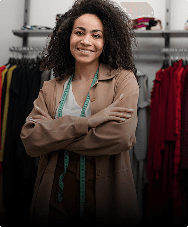 Fashion designer working with clothing.